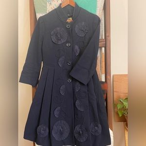 Vintage Anthropologie Elevenses Wool Navy Coat